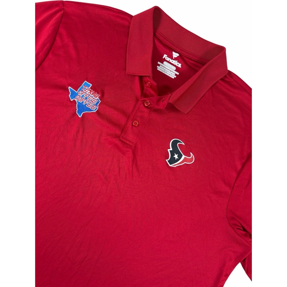 Fanatics Houston Texans Polo Shirt Mens 2XL Red Texas Office Coffee NFL